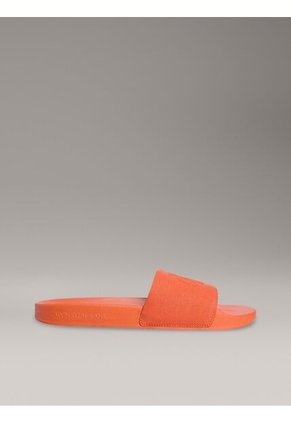 Sandalias Naranja De Lona Con Logo Calvin Klein