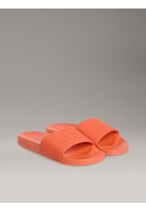 Sandalias Naranja De Lona Con Logo Calvin Klein