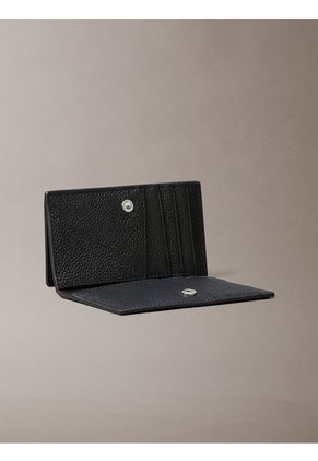 Tarjetero Negro De Cuero Texturizado Con Emblema Calvin Klein