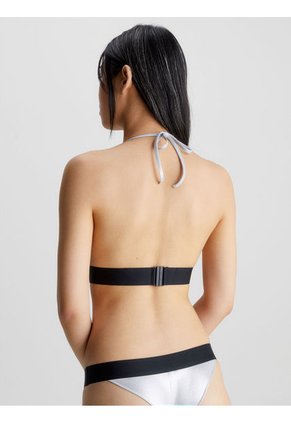 Top Vestido De Baño Gris Satinado En Estilo Triángulo Calvin Klein