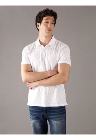 Polo Blanco Manga Corta Con Estampado En Toda La Pieza Calvin Klein Calvin Klein