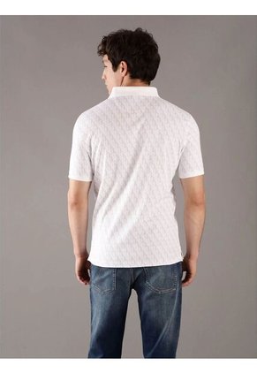 Polo Blanco Manga Corta Con Estampado En Toda La Pieza Calvin Klein