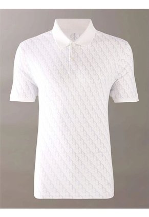 Polo Blanco Manga Corta Con Estampado En Toda La Pieza Calvin Klein