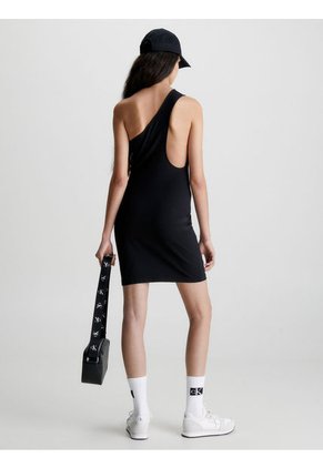Vestido Negro De Punto Milano Con Hombro Descubierto Calvin Klein