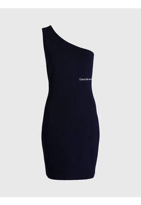 Vestido Negro De Punto Milano Con Hombro Descubierto Calvin Klein