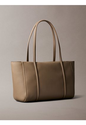 Bolso Beige Tote Con Emblema Calvin Klein