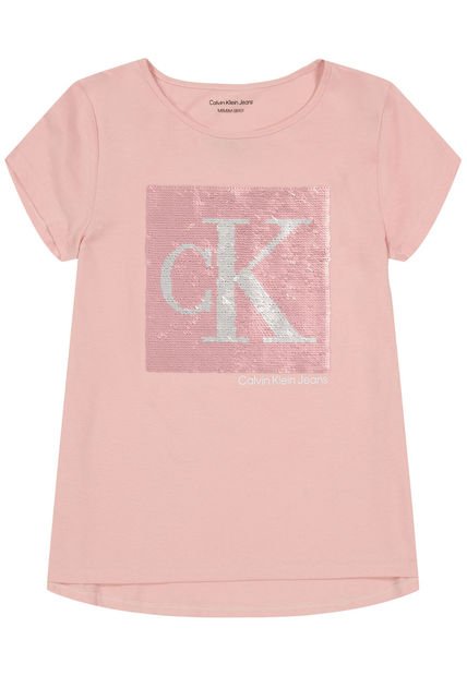 Camiseta Con Logotipo De Lentejuelas Nina Rosado Calvin Klein Compra Ahora Dafiti Colombia