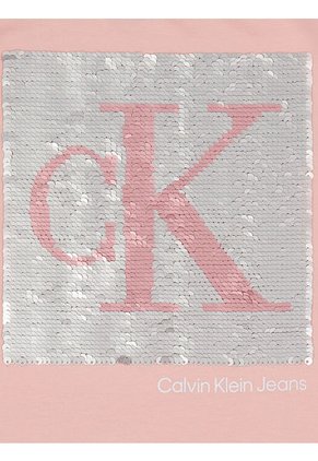Camiseta Con Logotipo De Lentejuelas Niña Rosado Calvin Klein