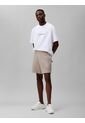 Pantaloneta Beige De Punto De Canalé Con Monograma Bordado Calvin Klein de Calvin Klein