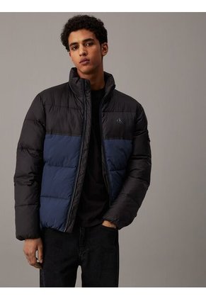 Chaqueta Negra Acolchada Con Insignia Calvin Klein