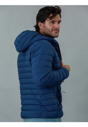 Chaqueta Azul Acolchada Con Capota Calvin Klein