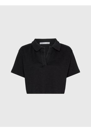 Camiseta Cropped Tipo Polo Mujer Negro Calvin Klein