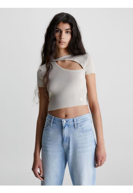 Top Con Abertura Mujer Beige Calvin Klein