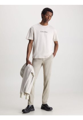 Camiseta Con Cuello Redondo Beige Hombre Beige Calvin Klein