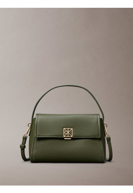 Bolso Verde De Hombro Con Emblema Metálico Calvin Klein