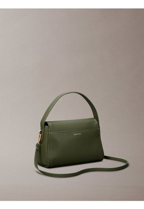Bolso Verde De Hombro Con Emblema Metálico Calvin Klein