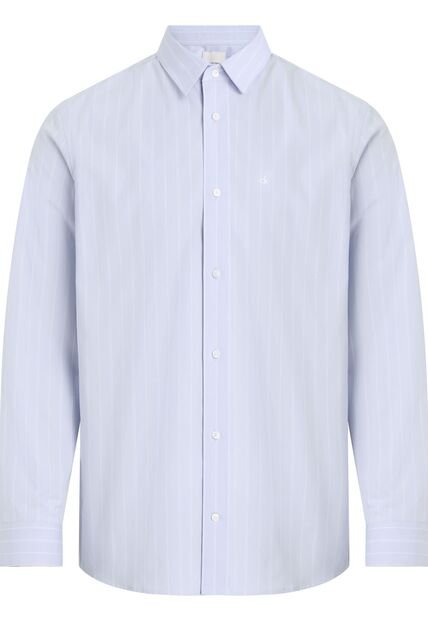 Camisa Azul Poplin Con Multi Rayas Calvin Klein
