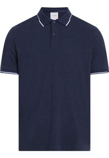 Polo Azul Slim Con Detalle En Bordes Calvin Klein