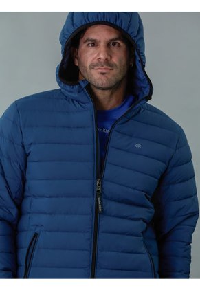 Chaqueta Azul Acolchada Con Capota Calvin Klein