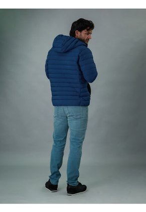 Chaqueta Azul Acolchada Con Capota Calvin Klein