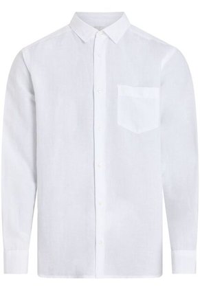 Camisa Blanca De Lino Y Algodón Calvin Klein