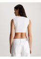 Camiseta Blanca Top Cropped Con Estampado Calvin Klein de Calvin Klein