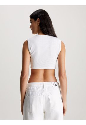 Camiseta Blanca Top Cropped Con Estampado Calvin Klein