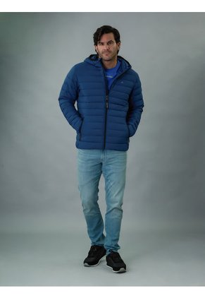 Chaqueta Azul Acolchada Con Capota Calvin Klein