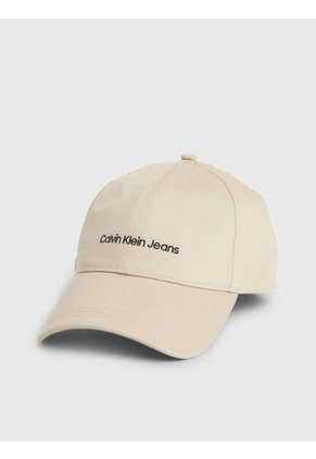 Gorra De Algodón Orgánico Con Logo Hombre Beige Calvin Klein
