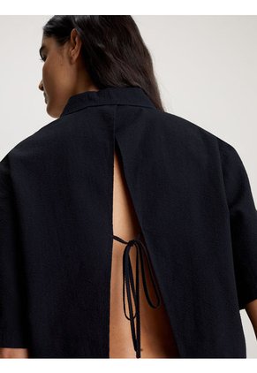 Camisa Negra De Espalda Anudada De Sirsaca De Algodón Calvin Klein