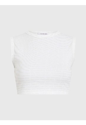 Camiseta Blanca Top Cropped Con Estampado Calvin Klein