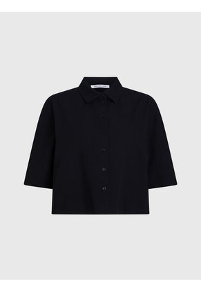 Camisa Negra De Espalda Anudada De Sirsaca De Algodón Calvin Klein