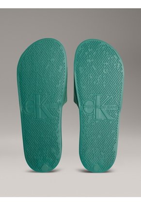 Sandalias Verde Deslizantes Con Monograma Calvin Klein