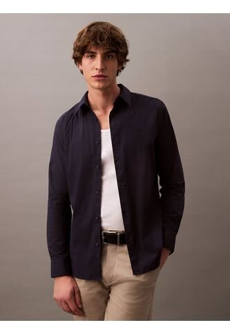 Camisa Azul Slim Fit Elástica De Manga Larga Calvin Klein Calvin Klein