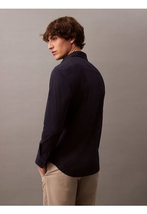 Camisa Azul Slim Fit Elástica De Manga Larga Calvin Klein