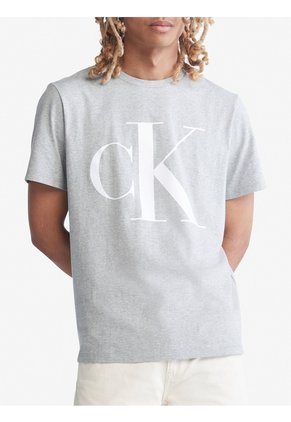 Camiseta Gris Con Monograma Calvin Klein