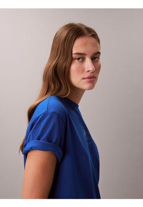Camiseta Azul Boxy Cocktail Logo Calvin Klein