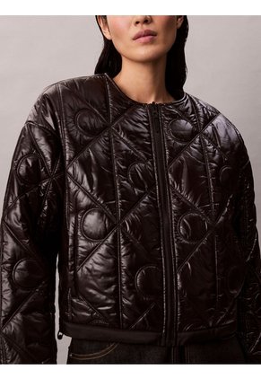 Chaqueta Negra Acolchada Con Patrón De Logo Calvin Klein