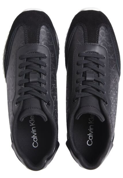 Tenis Negro Deportivos Runner Con Monograma Calvin Klein