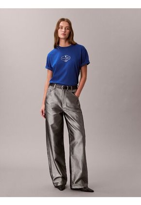 Camiseta Azul Boxy Cocktail Logo Calvin Klein