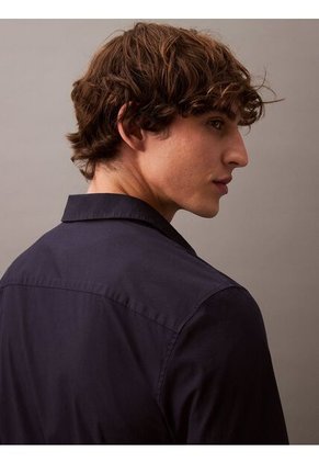 Camisa Azul Slim Fit Elástica De Manga Larga Calvin Klein