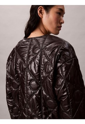 Chaqueta Negra Acolchada Con Patrón De Logo Calvin Klein