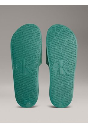 Sandalias Verde Deslizantes Con Monograma Calvin Klein