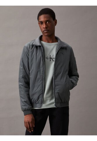 Chaqueta Gris De Nailon Acolchado Con Cremallera Calvin Klein Calvin Klein