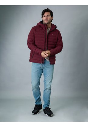 Chaqueta Vinotinto Acolchada Con Capota Calvin Klein