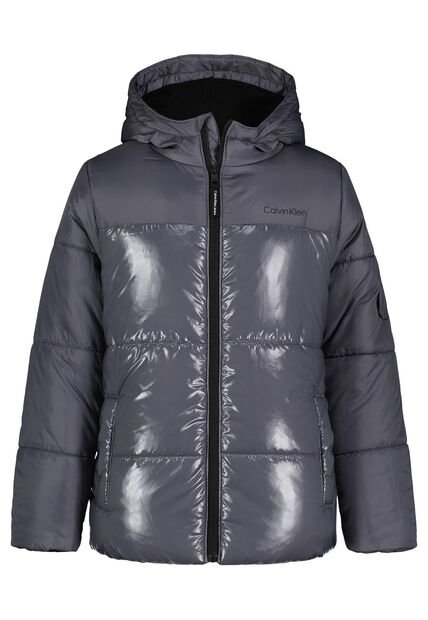 Chaqueta Gris Acolchada Con Cierre Para Niño Calvin Klein