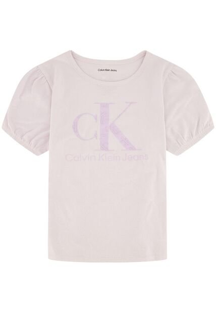 Camiseta Para Niña Con Mangas De Globo Rosado Calvin Klein