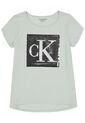 Camiseta Con Logotipo De Lentejuelas Niña Verde Calvin Klein de Calvin Klein