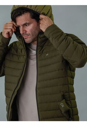 Chaqueta Verde Acolchada Con Capota Calvin Klein