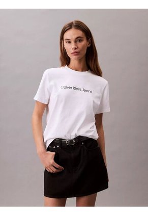 Camiseta Blanca Clásica Con Logo Estampado Calvin Klein